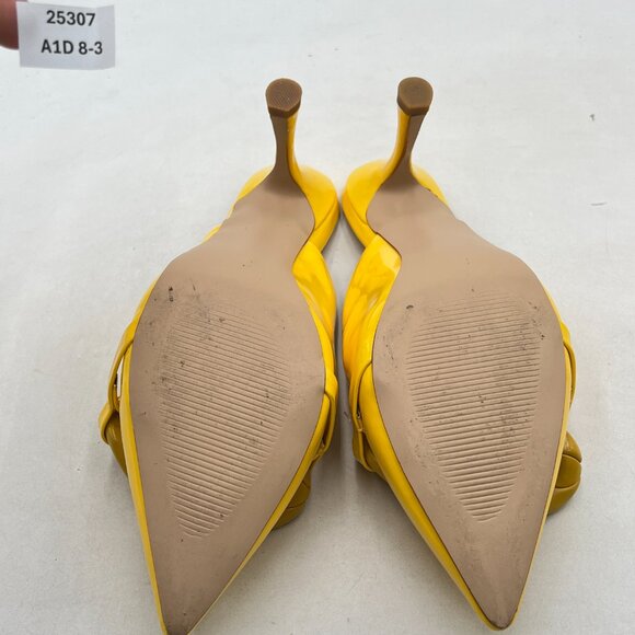 FSJ Yellow Pointed Toe Chain Stiletto Heels Slide Mules Dress Slip On Sandals - Picture 7 of 8